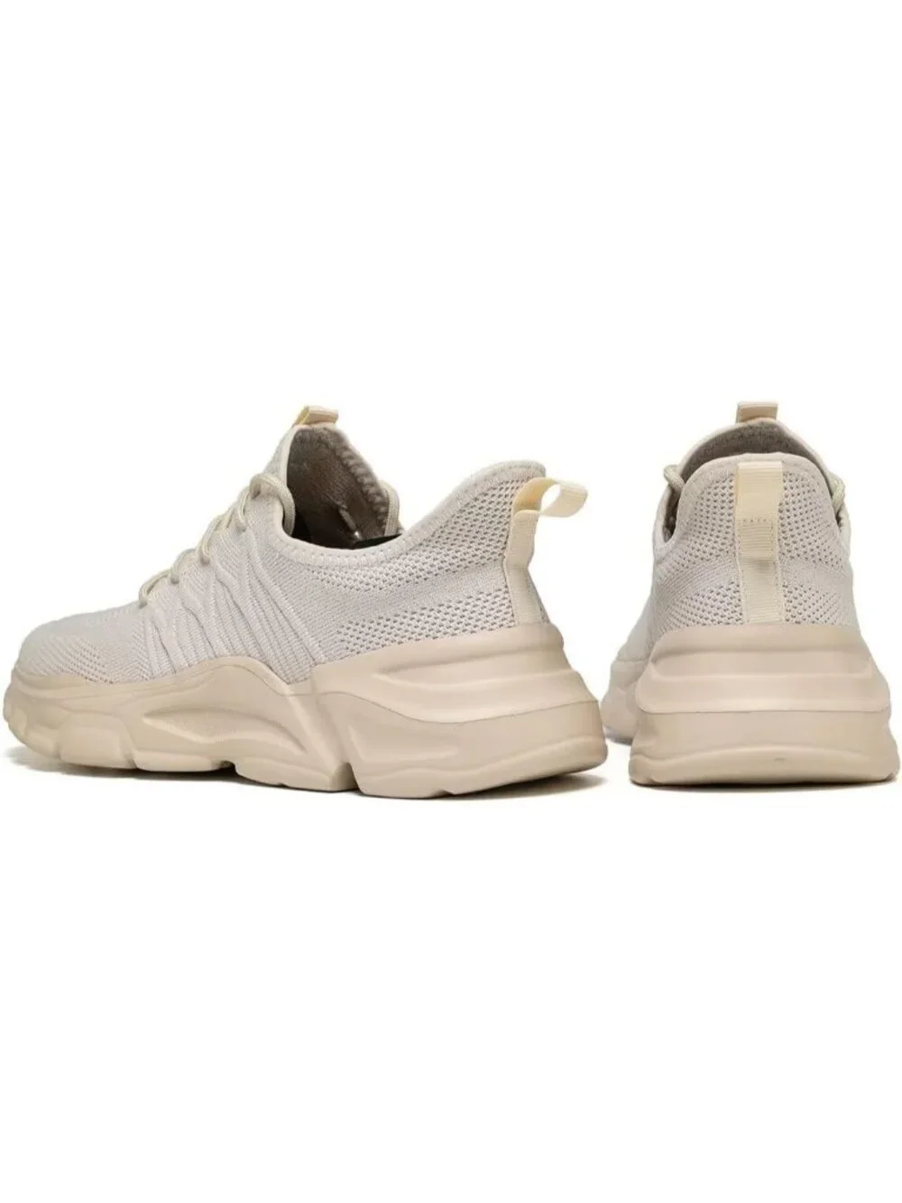 Men's Beige Rubber Non Slip Breathable Lightweight Fashion Athletic Sneakers